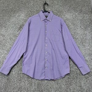 Peter Millar Summer Comfort Shirt Men's L Pink Blue Plaid Performance Button Up